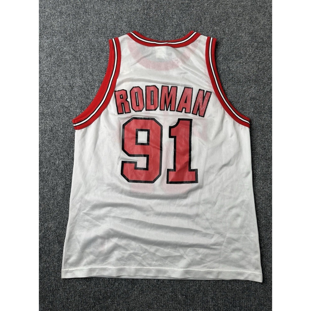 Mens Basketball Jersey Chicago Bulls Dennis Rodman #91 White, Size 44 M